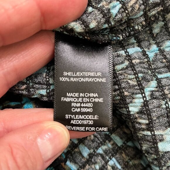 AFRM Blue Leopard Print Mini Dress Smocked Waist Long Sleeve Size SP Revolve - Picture 12 of 12